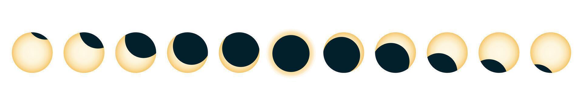 Stages of total solar eclipse vector