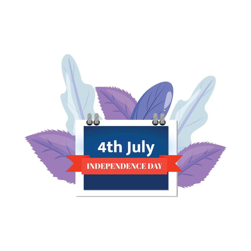 4th of July Celebration. Independence Day 4th July with calendar and leaves on the background vector