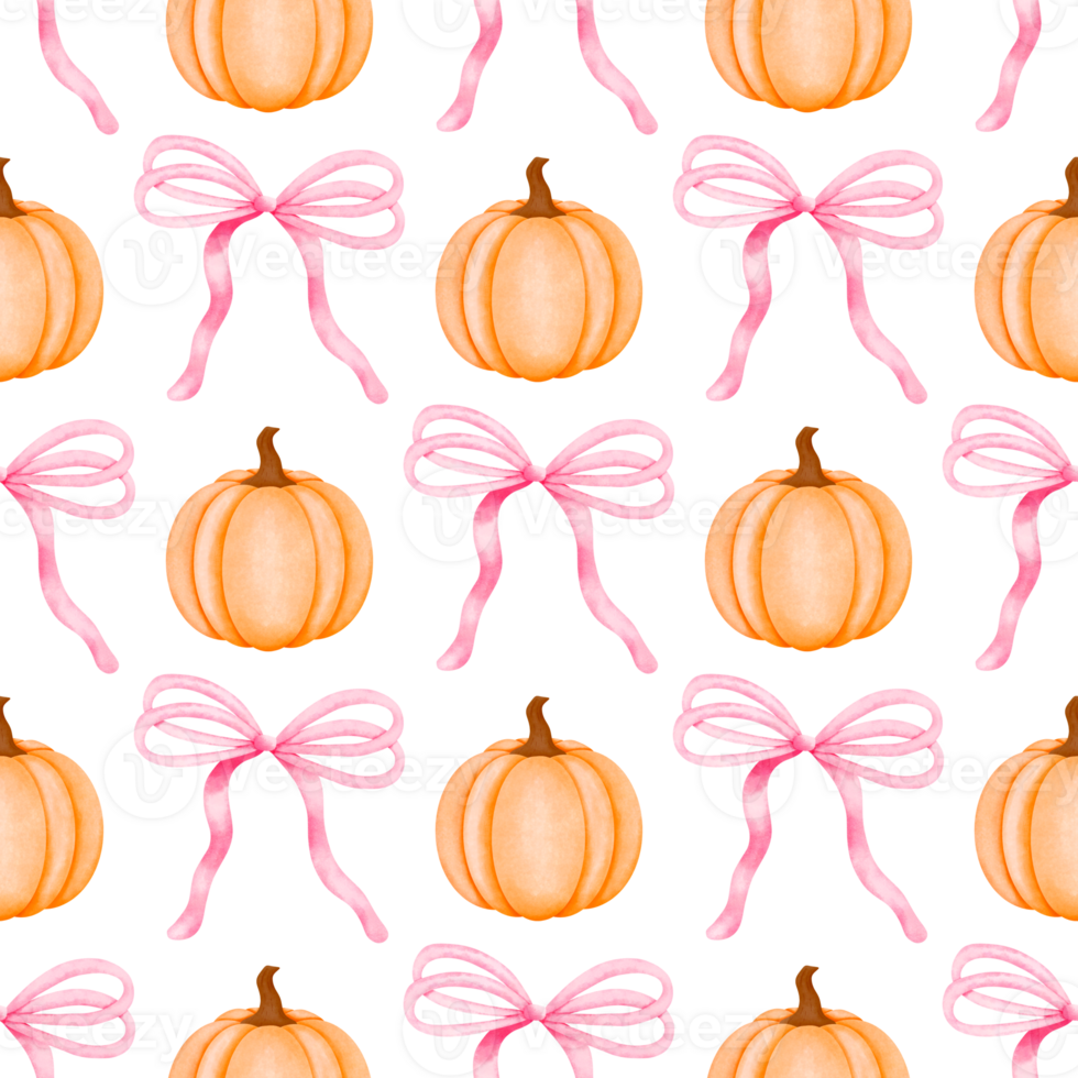 Pumpkin and pink coquette bow trellis seamless pattern, Cute preppy girly grandmillennial halloween and fall printable digital paper background for fabric and wallpaper png