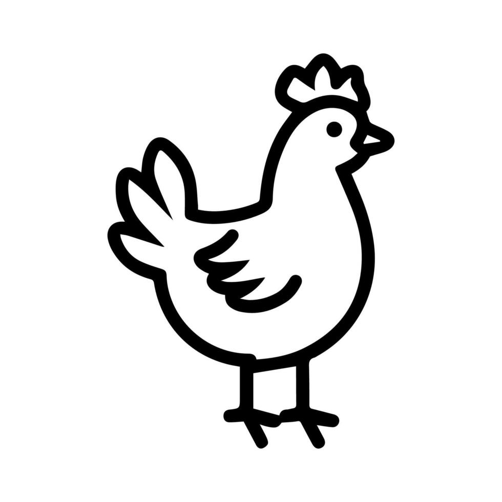Hen icon or modern line symbol. line art and icon design with bold outline. Black and white Pixel Perfect minimalistic symbol isolated white background. Silhouette simple thin sign vector