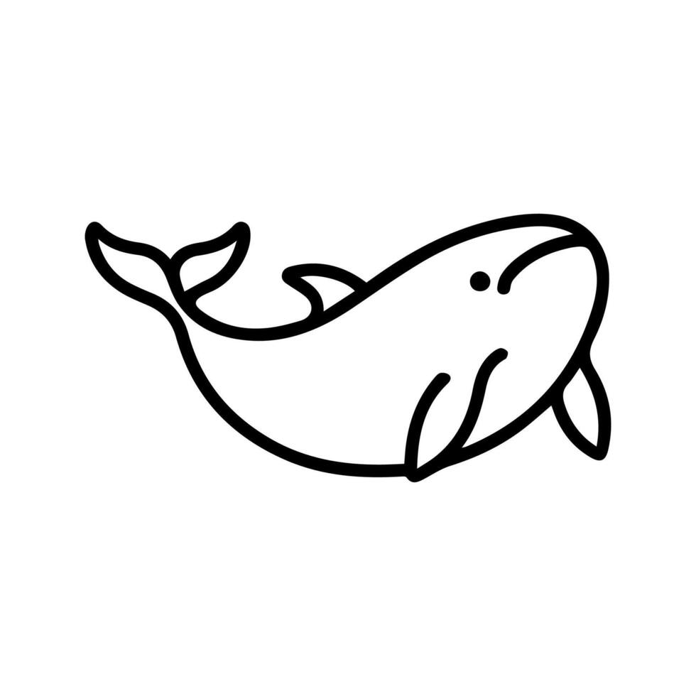 Whale icon or modern line symbol. line art and icon design with bold outline. Black and white Pixel Perfect minimalistic symbol isolated white background. Silhouette simple thin sign vector