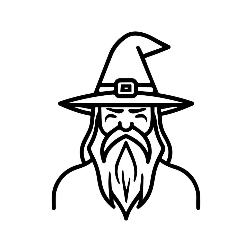 wizard icon or modern line symbol. line art and icon design with bold outline. Black and white Pixel Perfect minimalistic symbol isolated white background. Silhouette simple thin sign vector