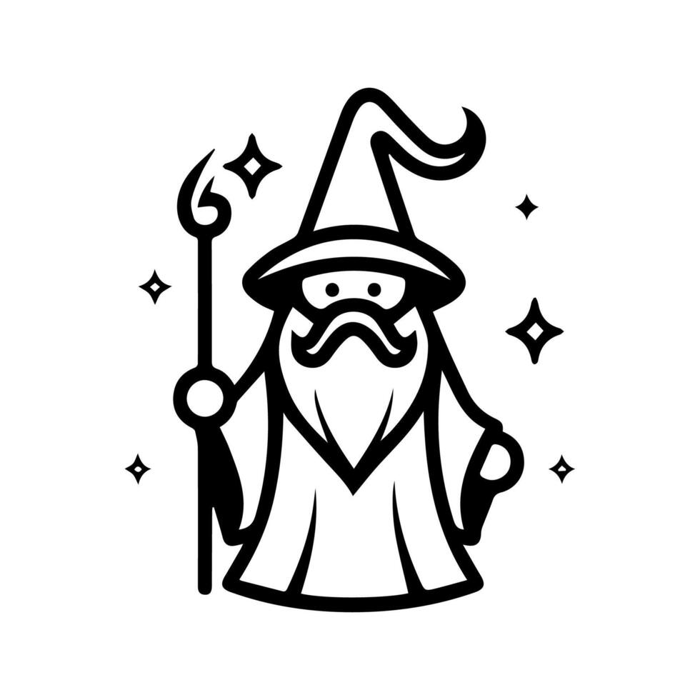 wizard icon or modern line symbol. line art and icon design with bold outline. Black and white Pixel Perfect minimalistic symbol isolated white background. Silhouette simple thin sign vector