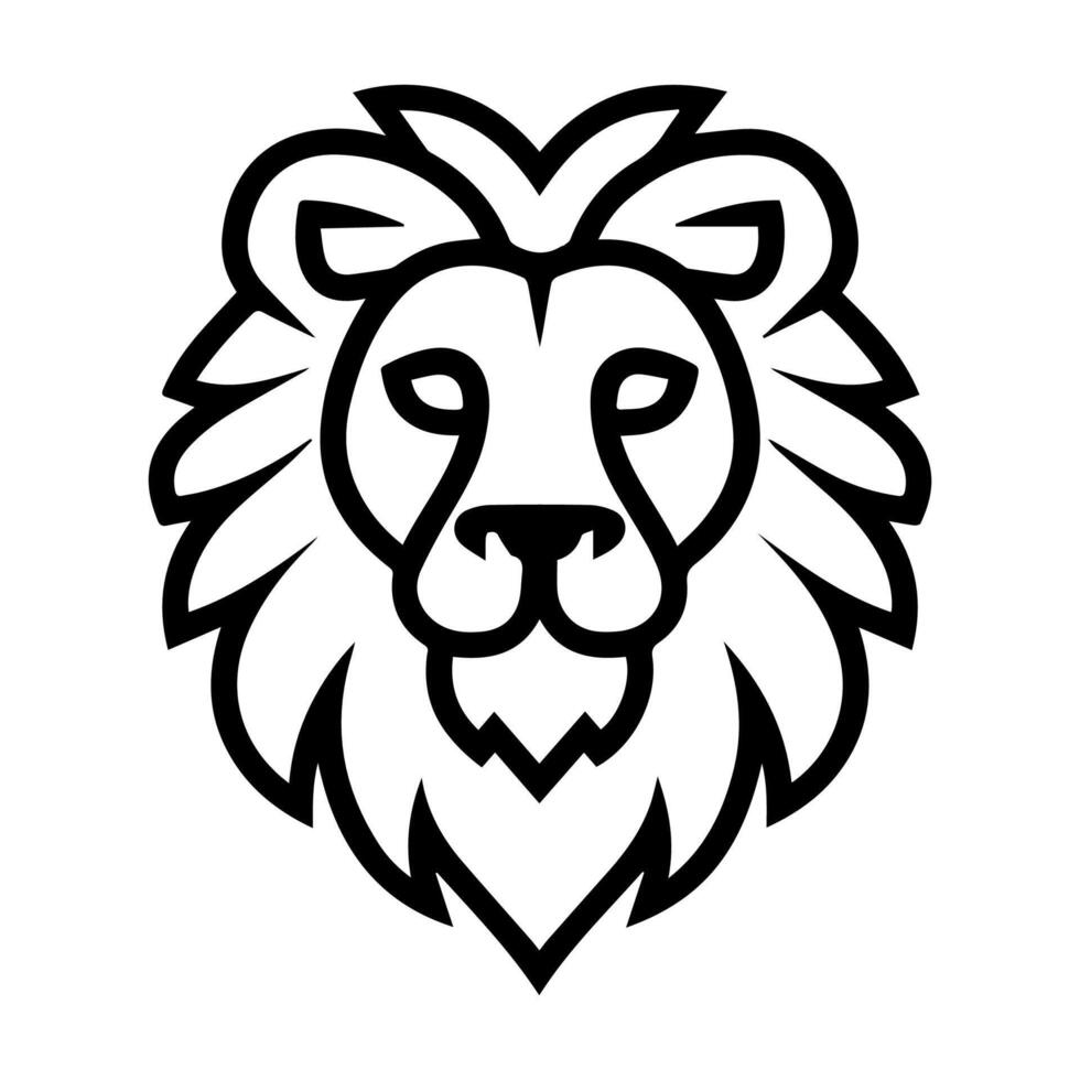 Lion icon or modern line symbol. line art and icon design with bold outline. Black and white Pixel Perfect minimalistic symbol isolated white background. Silhouette simple thin sign vector