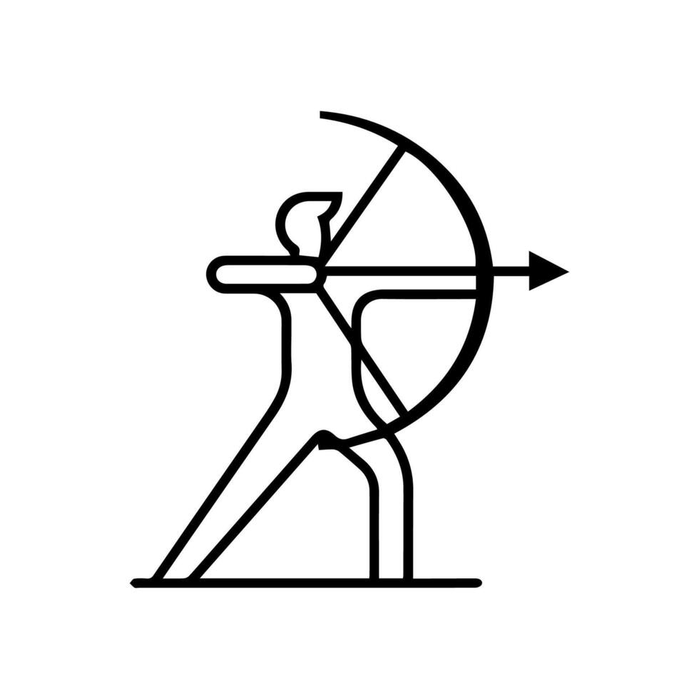 Archery icon or modern line symbol. line art and icon design with bold outline. Black and white Pixel Perfect minimalistic symbol isolated white background. Silhouette simple thin sign vector