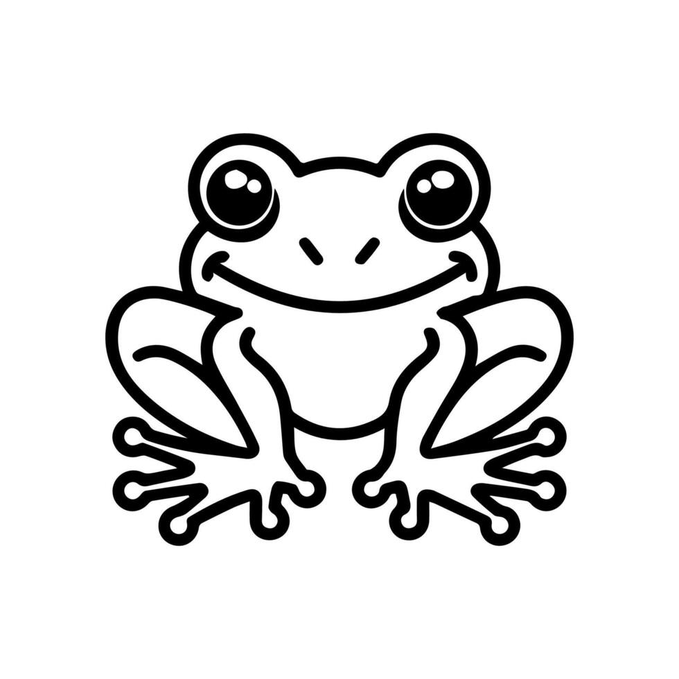 Frog icon or modern line symbol. line art and icon design with bold outline. Black and white Pixel Perfect minimalistic symbol isolated white background. Silhouette simple thin sign vector