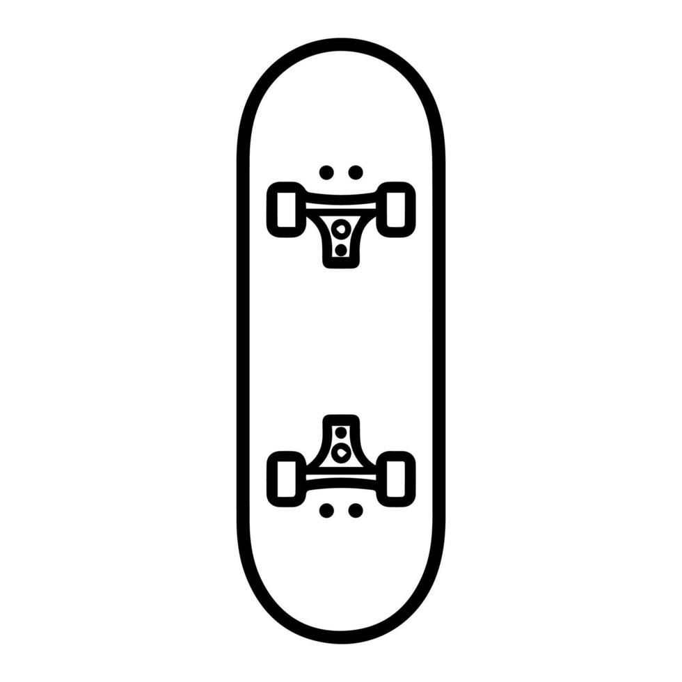 Skateboard icon or modern line symbol. line art and icon design with bold outline. Black and white Pixel Perfect minimalistic symbol isolated white background. Silhouette simple thin sign vector