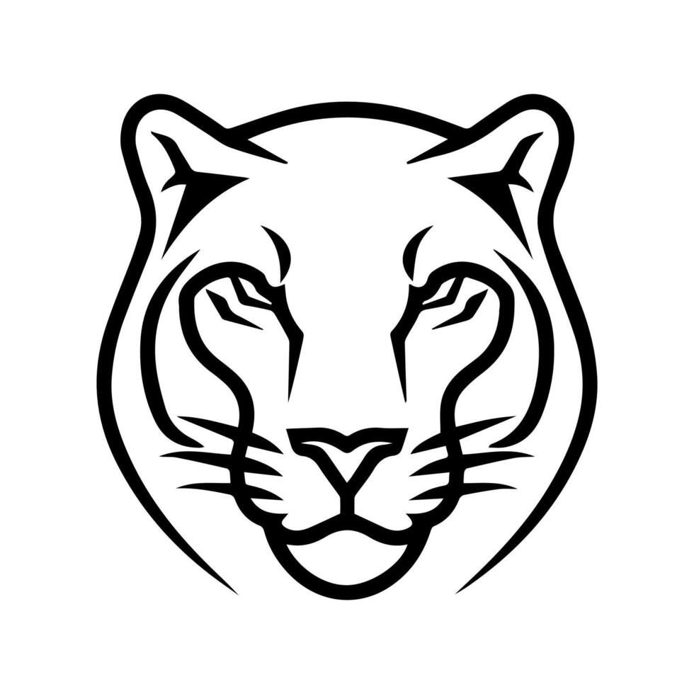 panther icon or modern line symbol. line art and icon design with bold outline. Black and white Pixel Perfect minimalistic symbol isolated white background. Silhouette simple thin sign vector