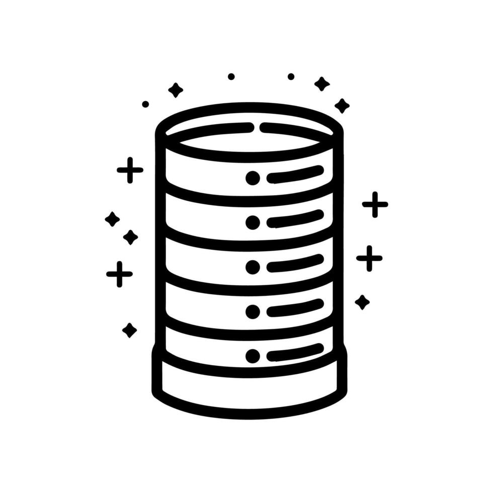 database icon or modern line symbol. line art and icon design with bold outline. Black and white Pixel Perfect minimalistic symbol isolated white background. Silhouette simple thin sign vector