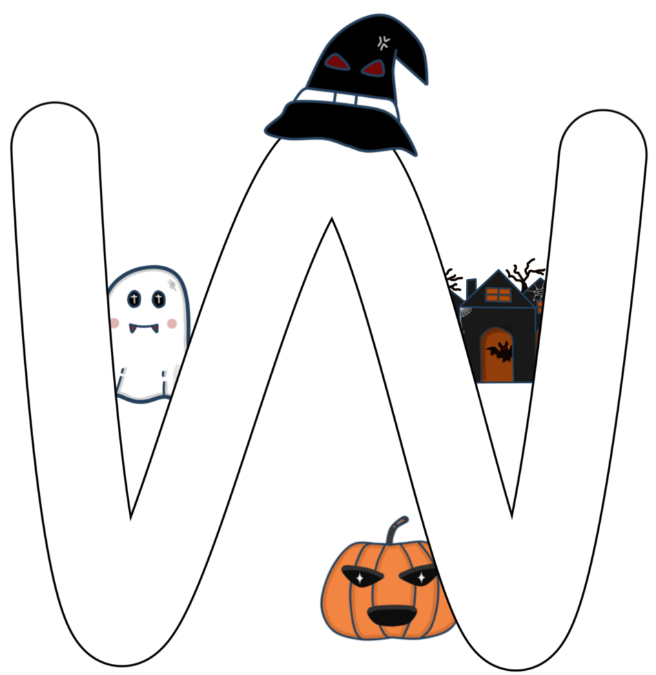 English alphabet in Halloween theme png