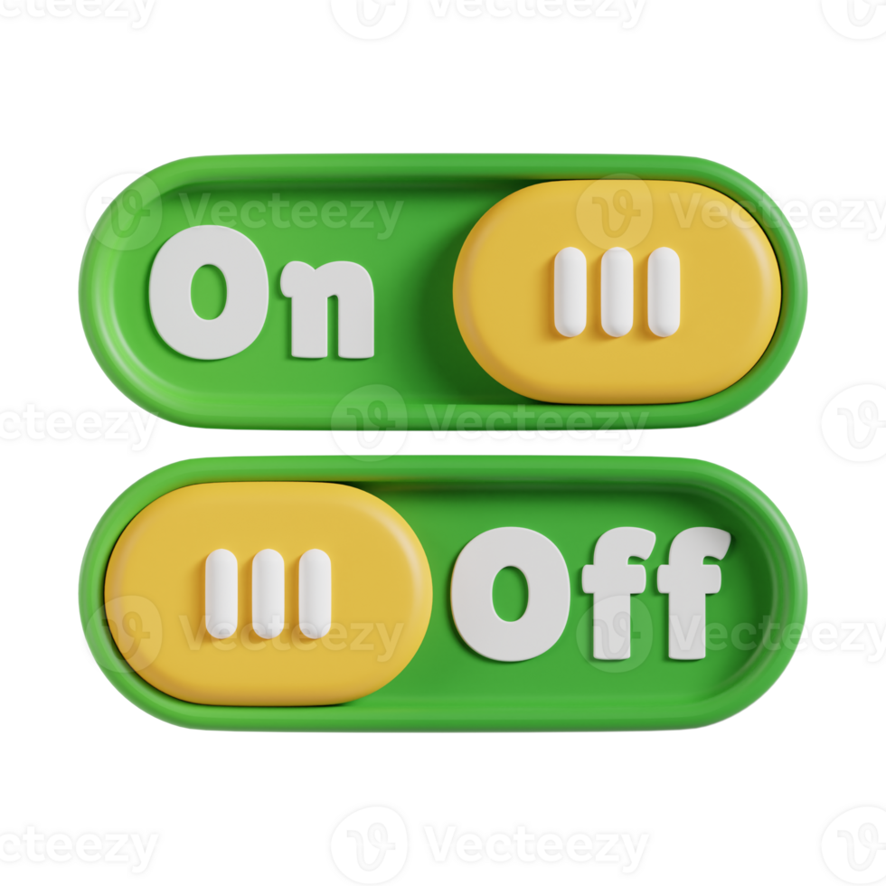 On and Off Toggle Switch Buttons 3D Icon. ON and OFF Sign 3D Icon png