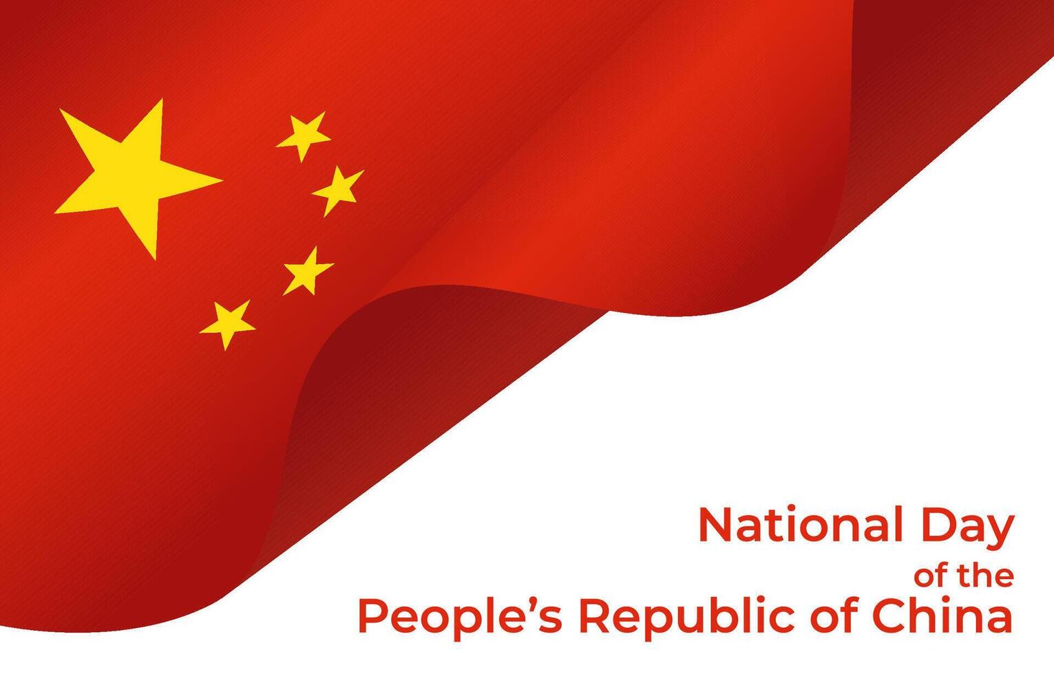 National Day of the People's Republic of China greeting banner. Independence Day greeting card. Waving Chinese flag with stars and place for your text. Design for poster, print, social media, website vector