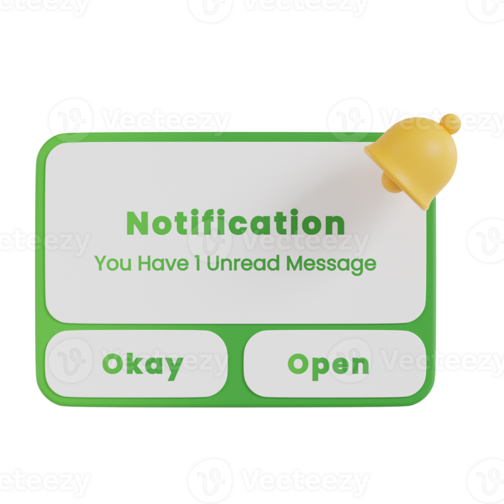 Notification Button 3D Icon. notification page with floating elements and business planning png
