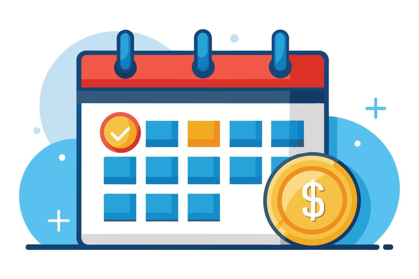 Calendar Icon With Dollar Coin Illustration vector