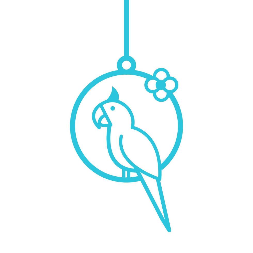 Talking parrot. Isolated on white background. From blue icon set. vector