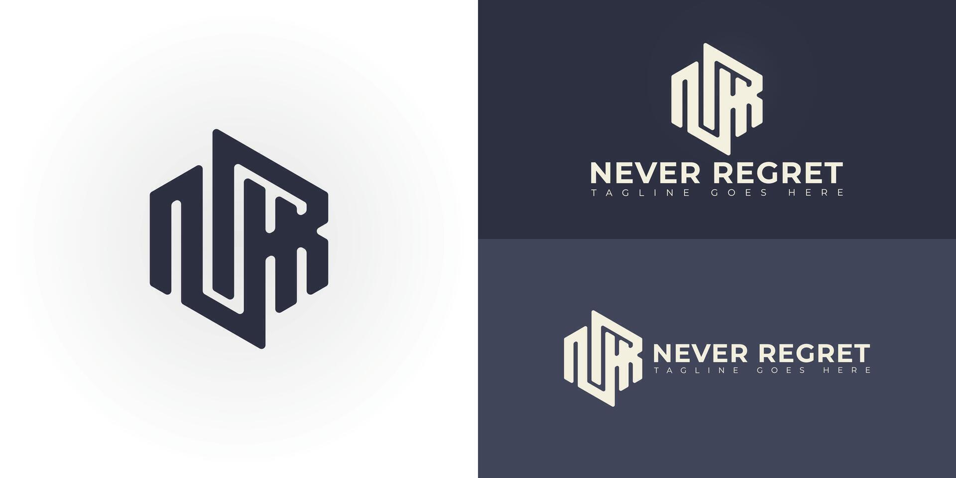 Abstract initial hexagon letters NR or RN logo in black color isolated on multiple background colors. The logo is suitable for marketing agency business logo design illustration inspiration vector
