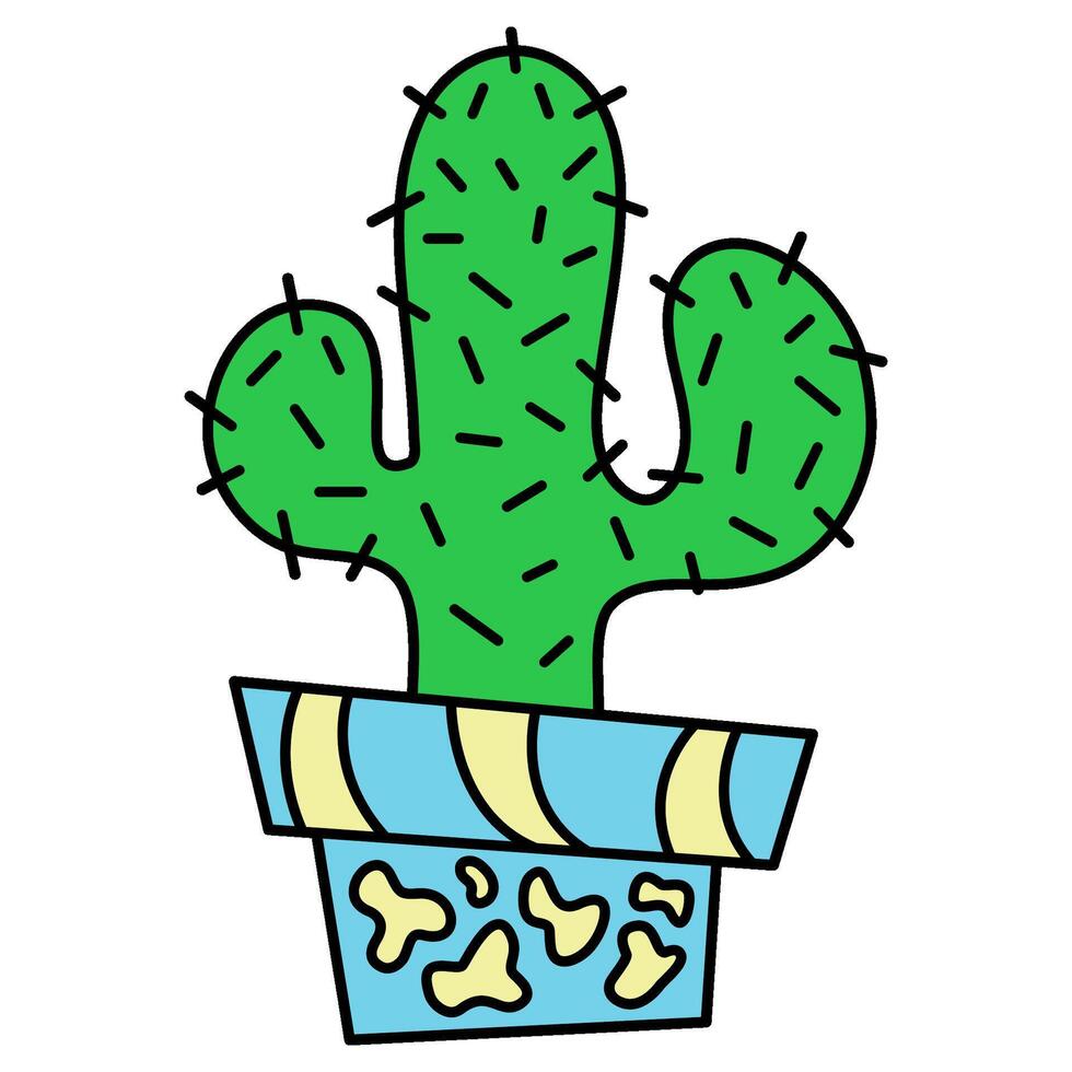 Decorative illustrated cactus in a pot illustration graphic element vector