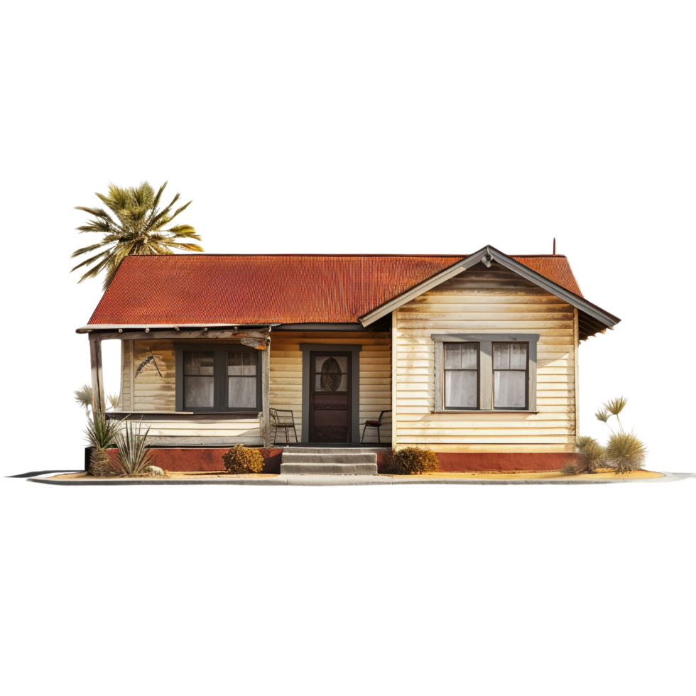 Bungalow house isolated on transparent background png