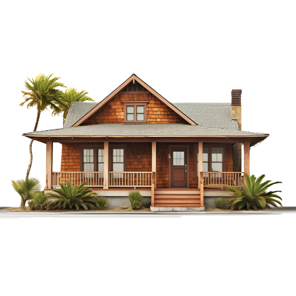 Bungalow house isolated on transparent background png