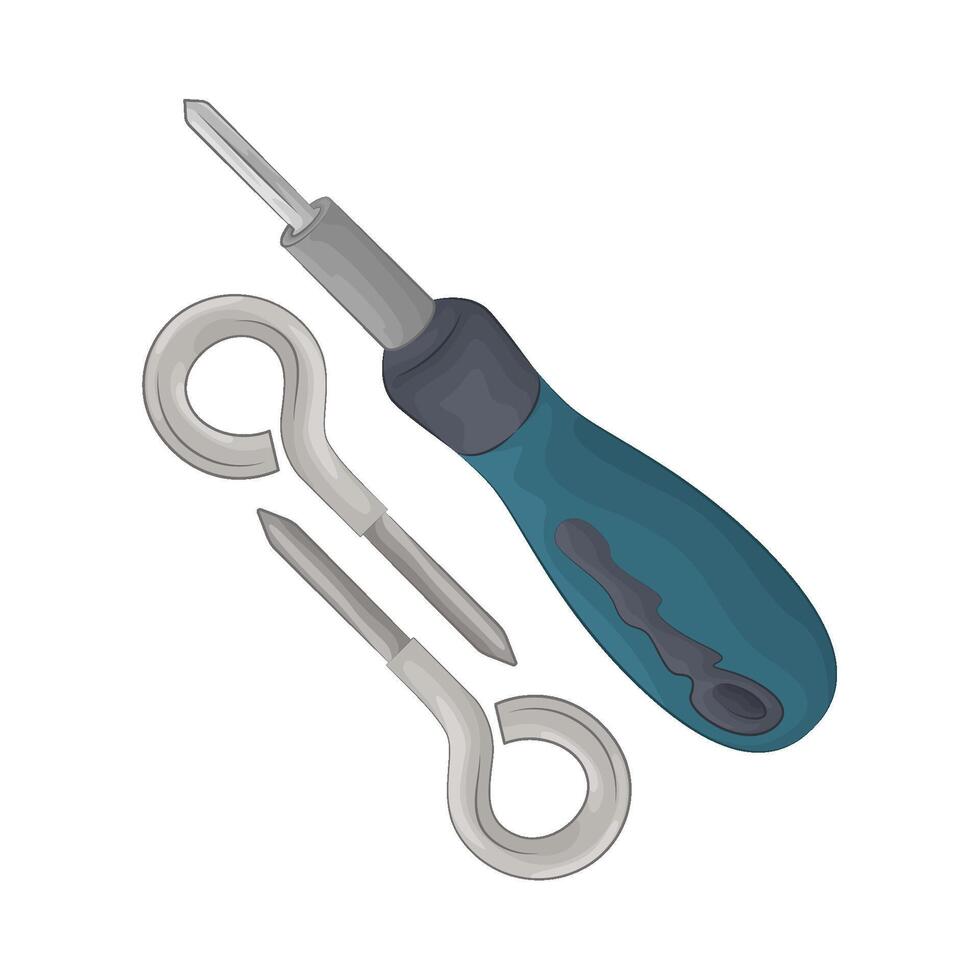 Illustration of screw and screwdriver vector