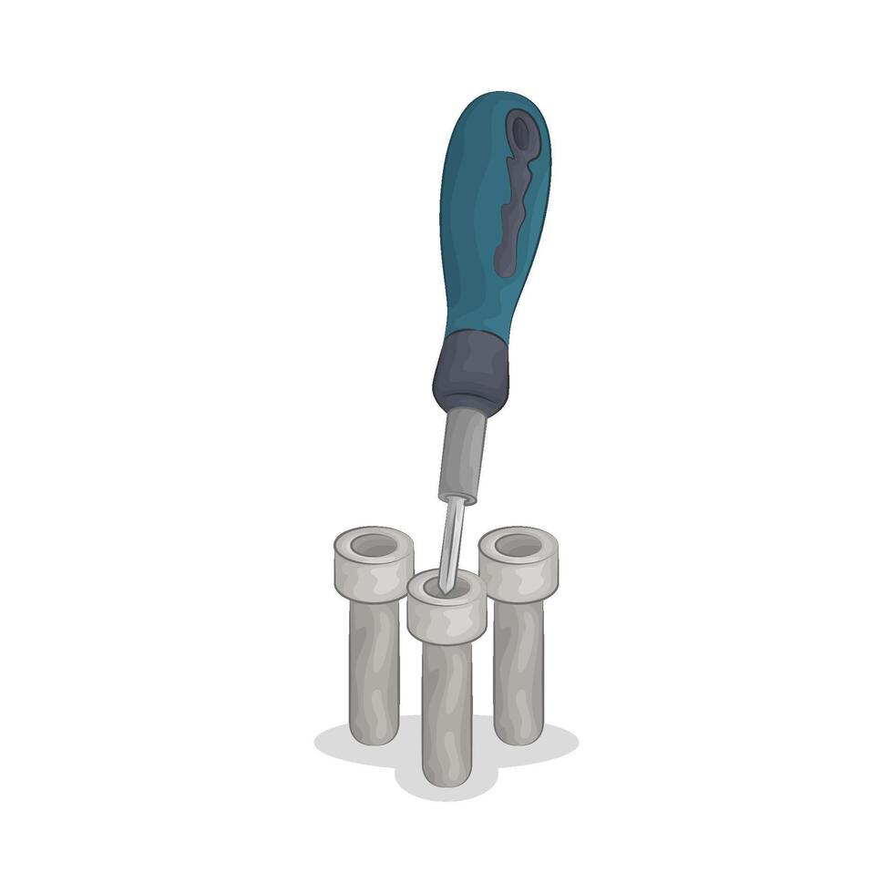 Illustration of screw and screwdriver vector