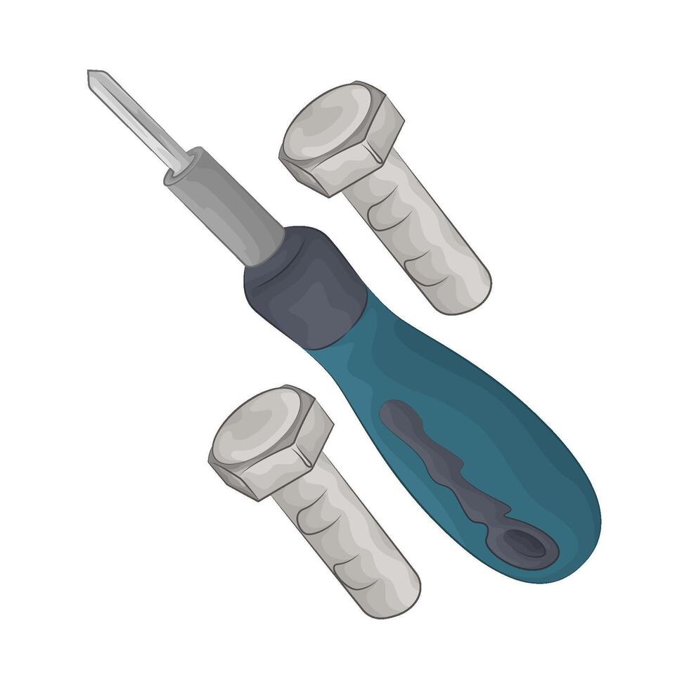 Illustration of screw and screwdriver vector