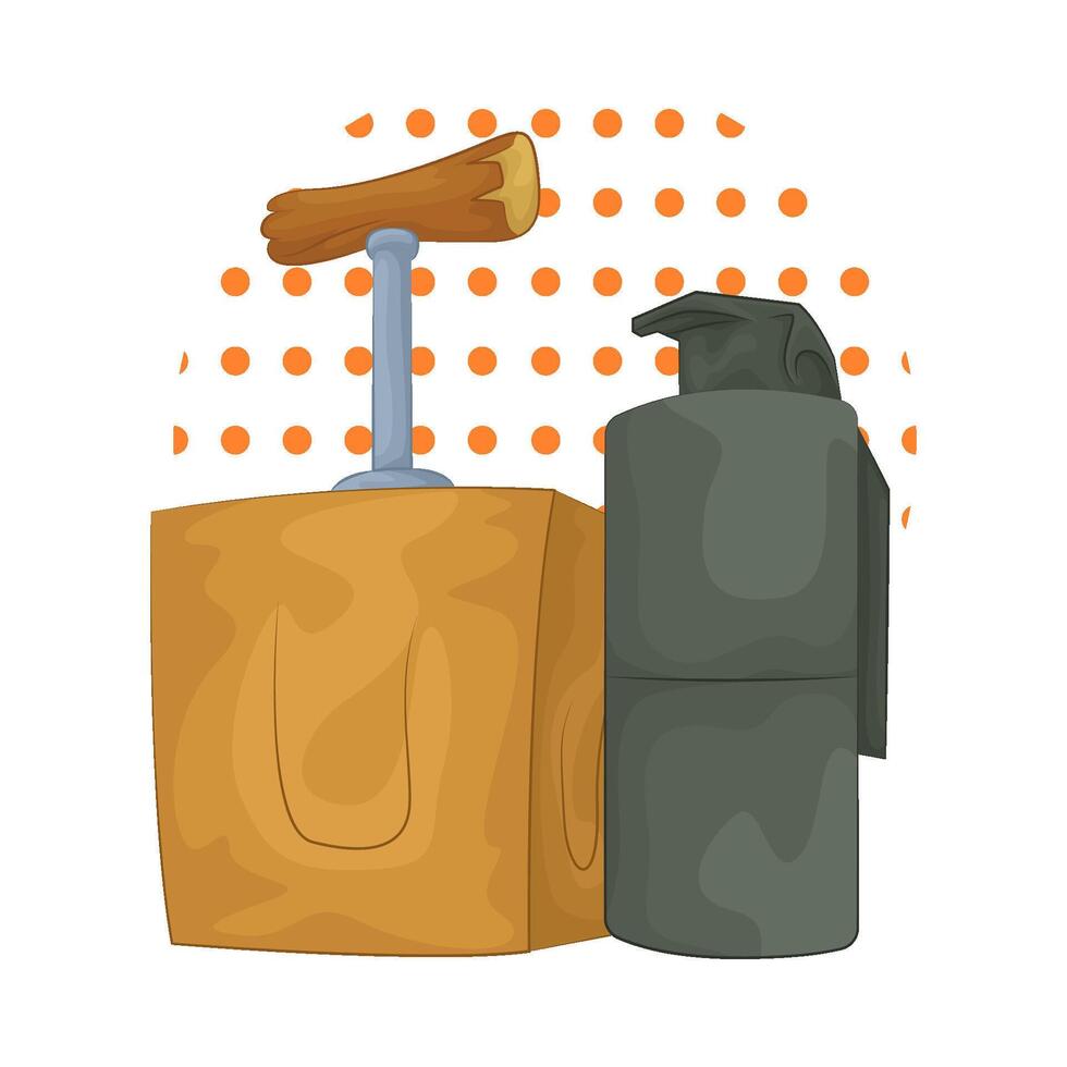 Illustration of bomb detonator box and grenade bomb vector