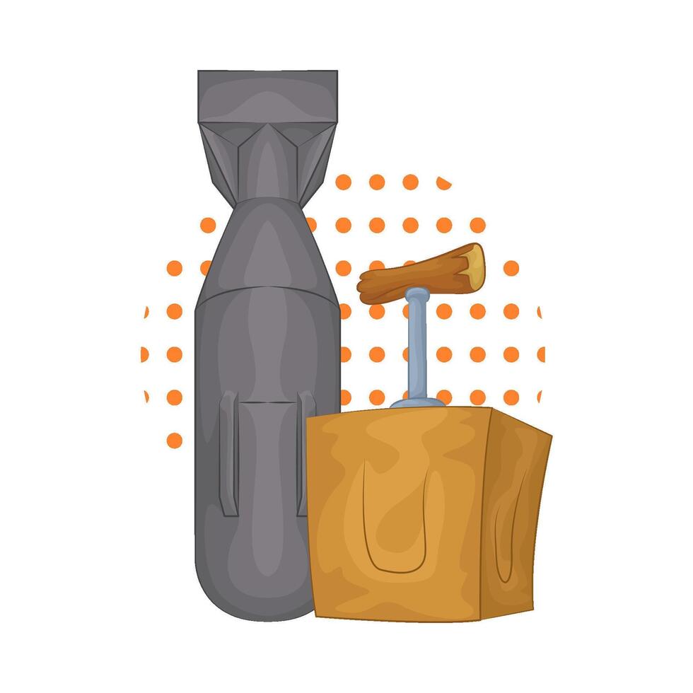 Illustration of bomb detonator box and nuclear bomb vector