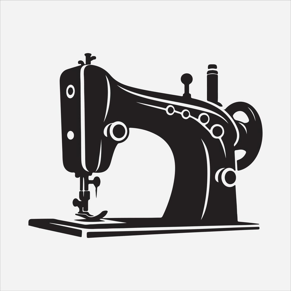 Sewing machine silhouette illustration on White Background vector