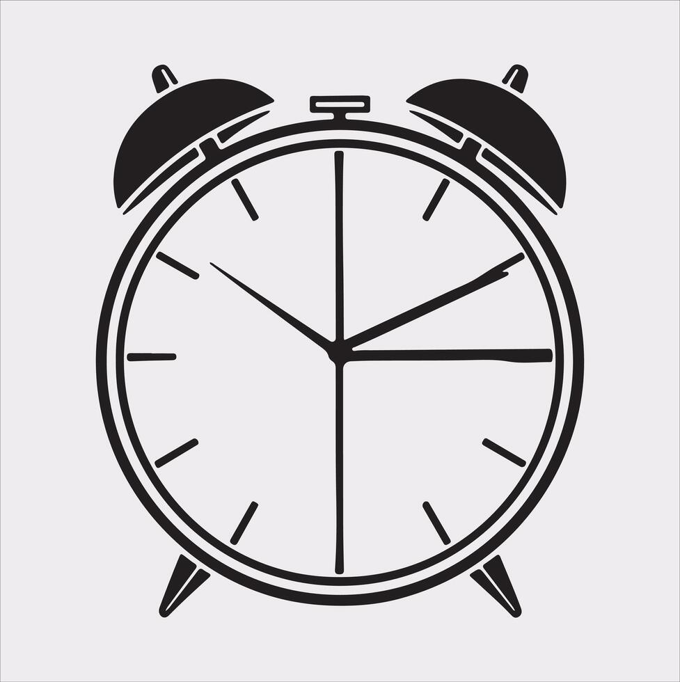 alarm clock silhouette illustration on White Background vector