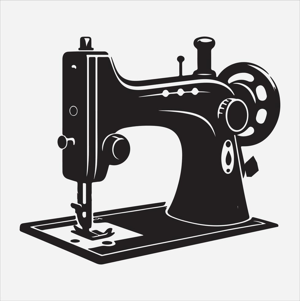 Sewing machine silhouette illustration on White Background vector