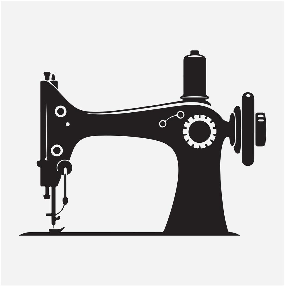 Sewing machine silhouette illustration on White Background vector
