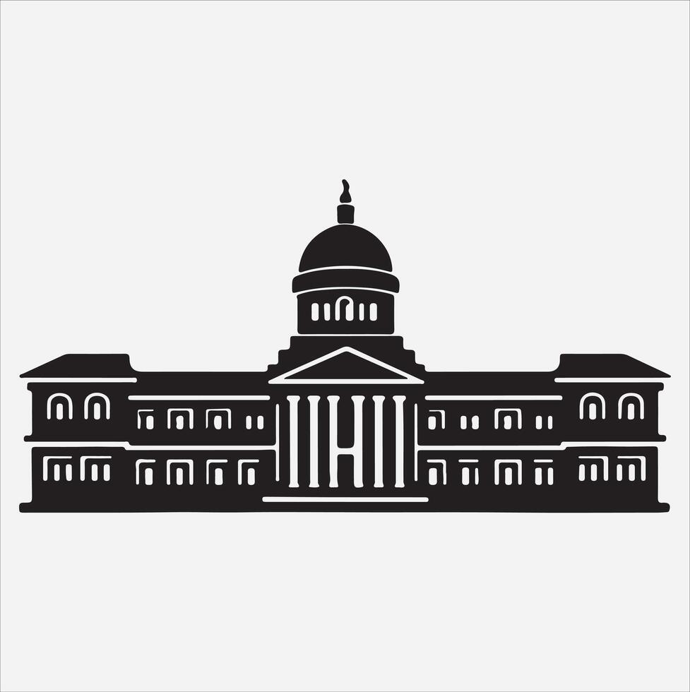 a university silhouette illustration on White Background vector