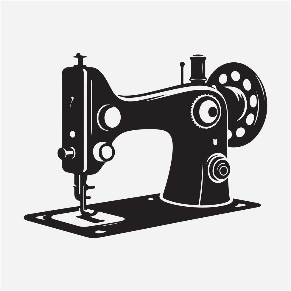 Sewing machine silhouette illustration on White Background vector