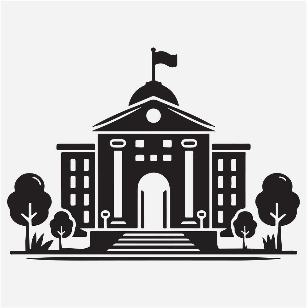 a university silhouette illustration on White Background vector
