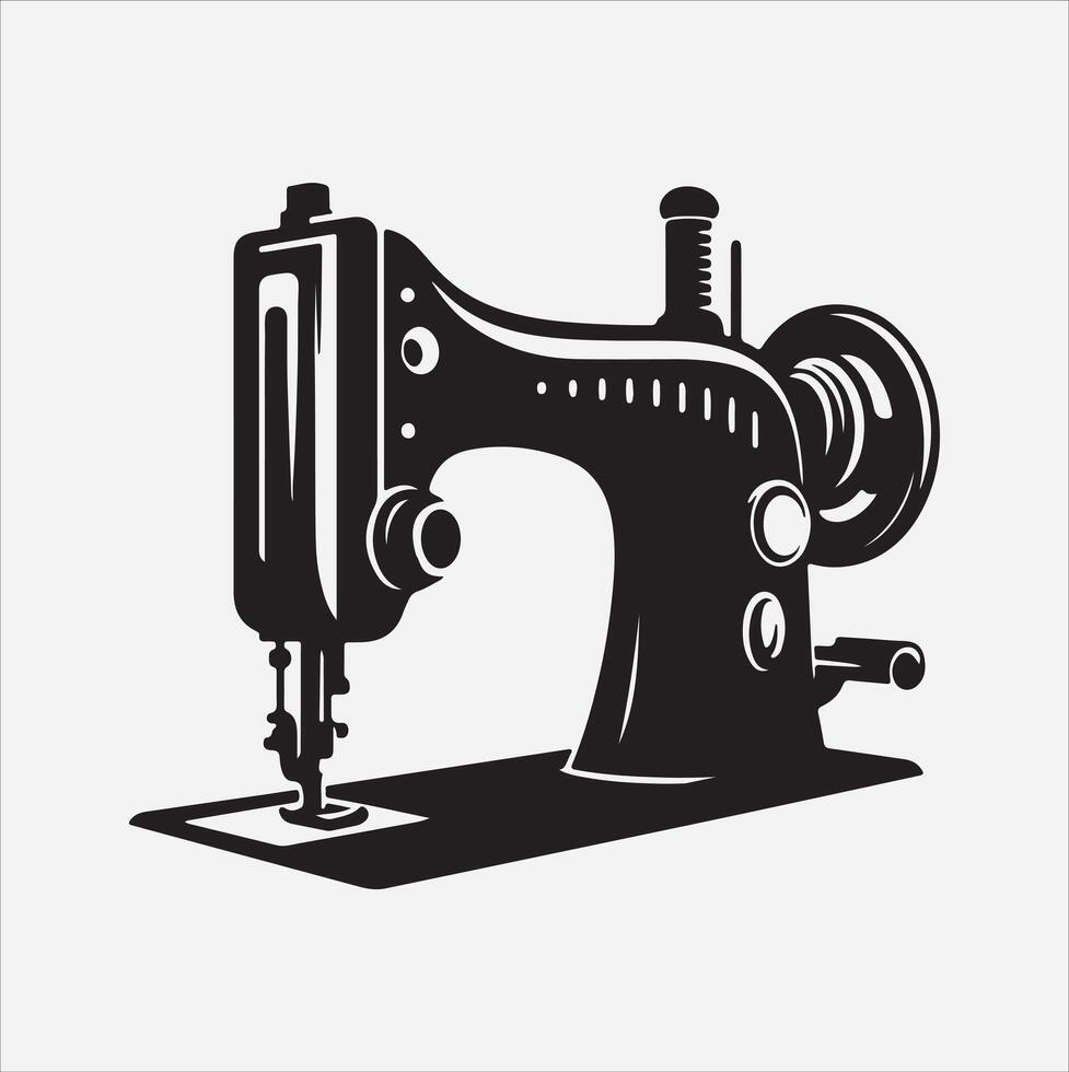 Sewing machine silhouette illustration on White Background vector