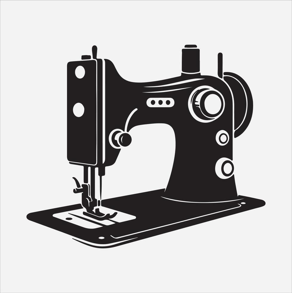 Sewing machine silhouette illustration on White Background vector