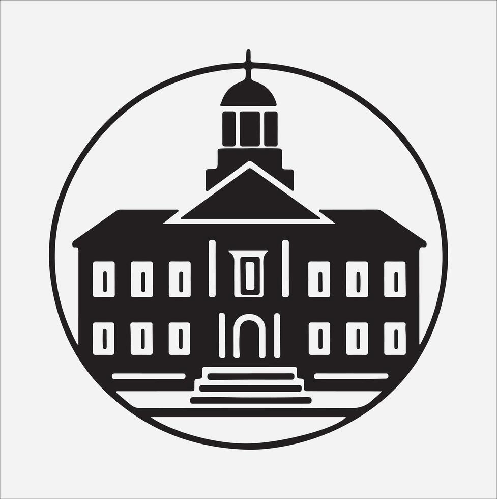 a university silhouette illustration on White Background vector