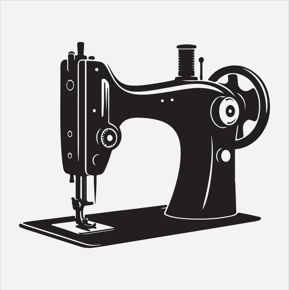 Sewing machine silhouette illustration on White Background vector