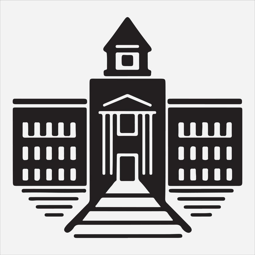 a university silhouette illustration on White Background vector