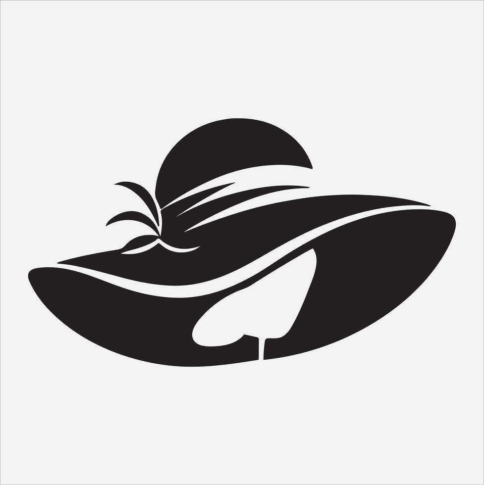 Female hat silhouette illustration on White Background vector