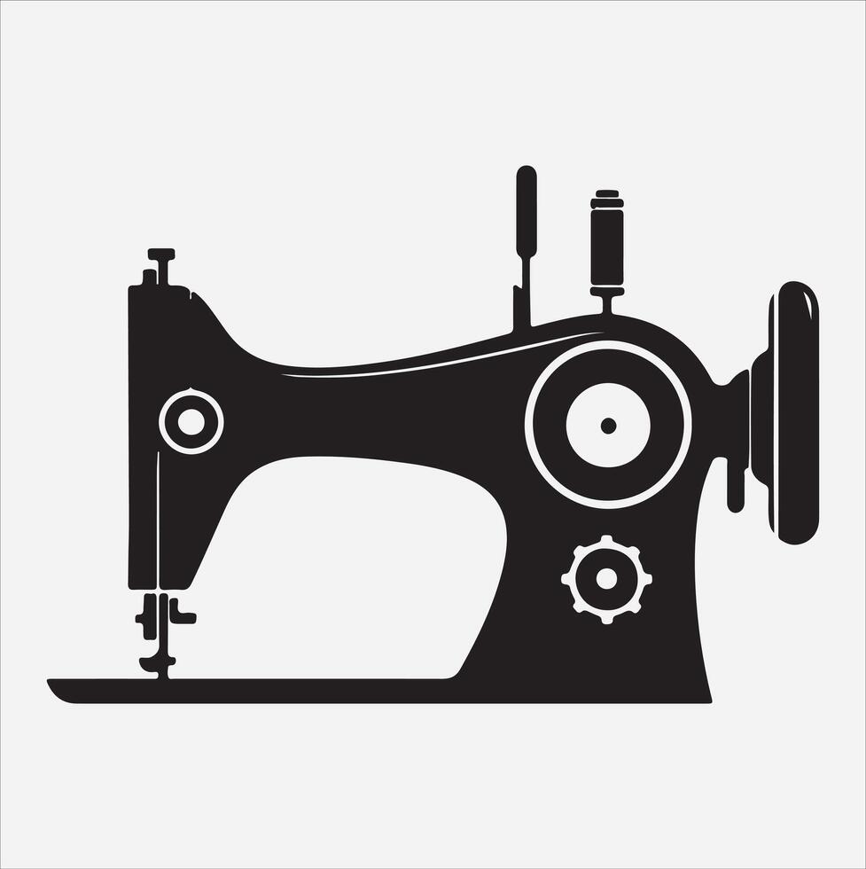 Sewing machine silhouette illustration on White Background vector