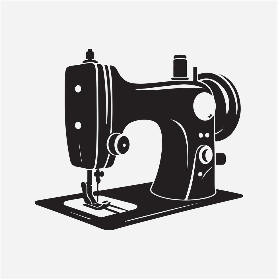 Sewing machine silhouette illustration on White Background vector