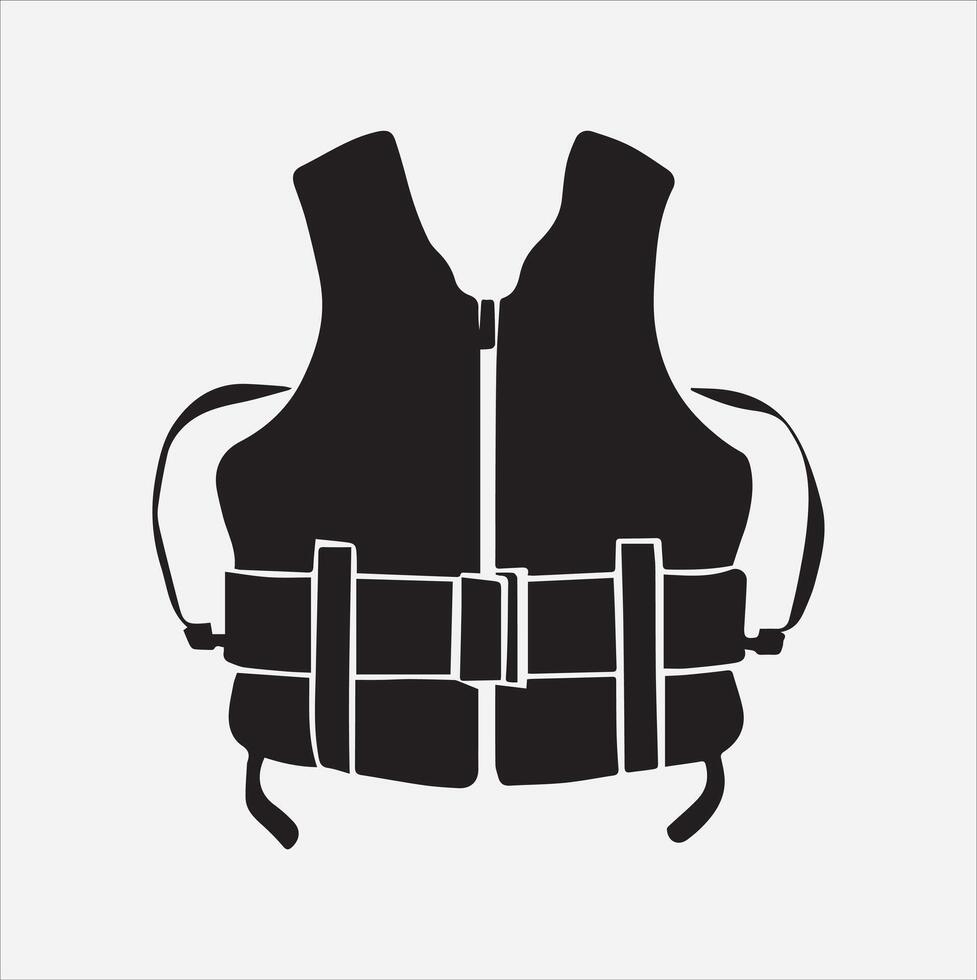 Life jacket icon silhouette on White Background vector