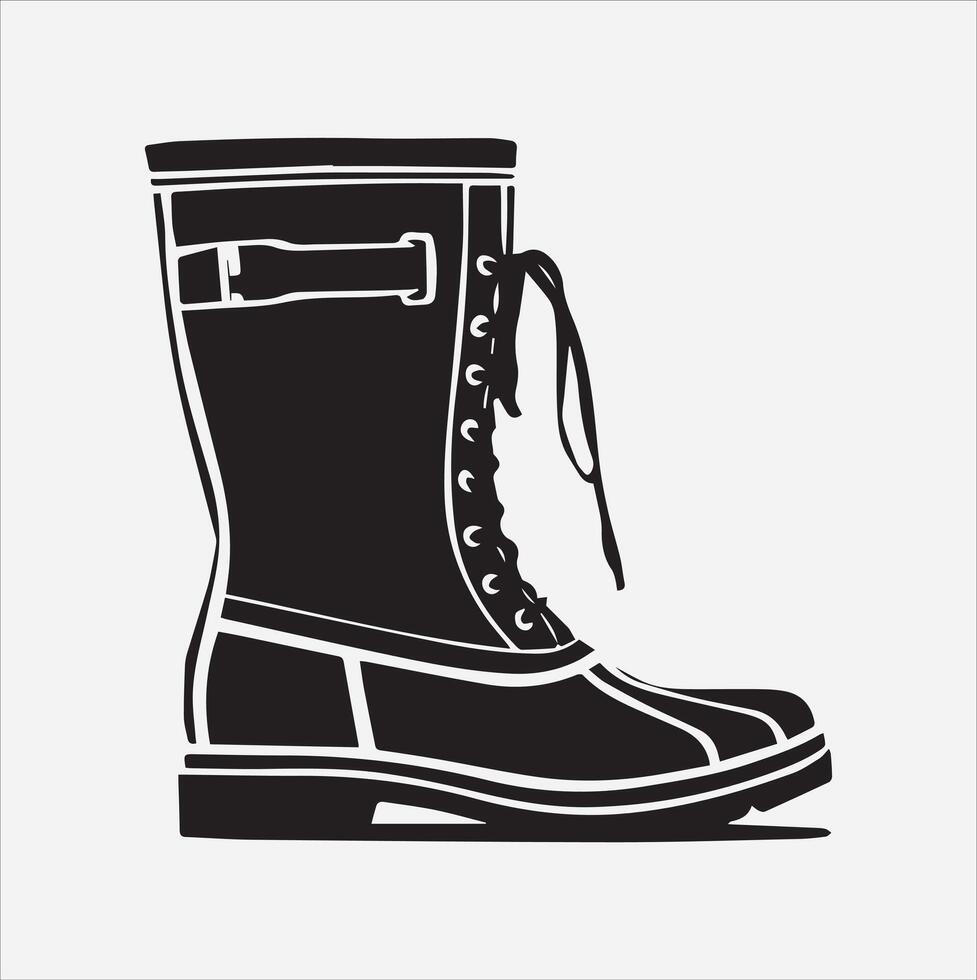 Fishing Boot silhouette illustration on White Background vector