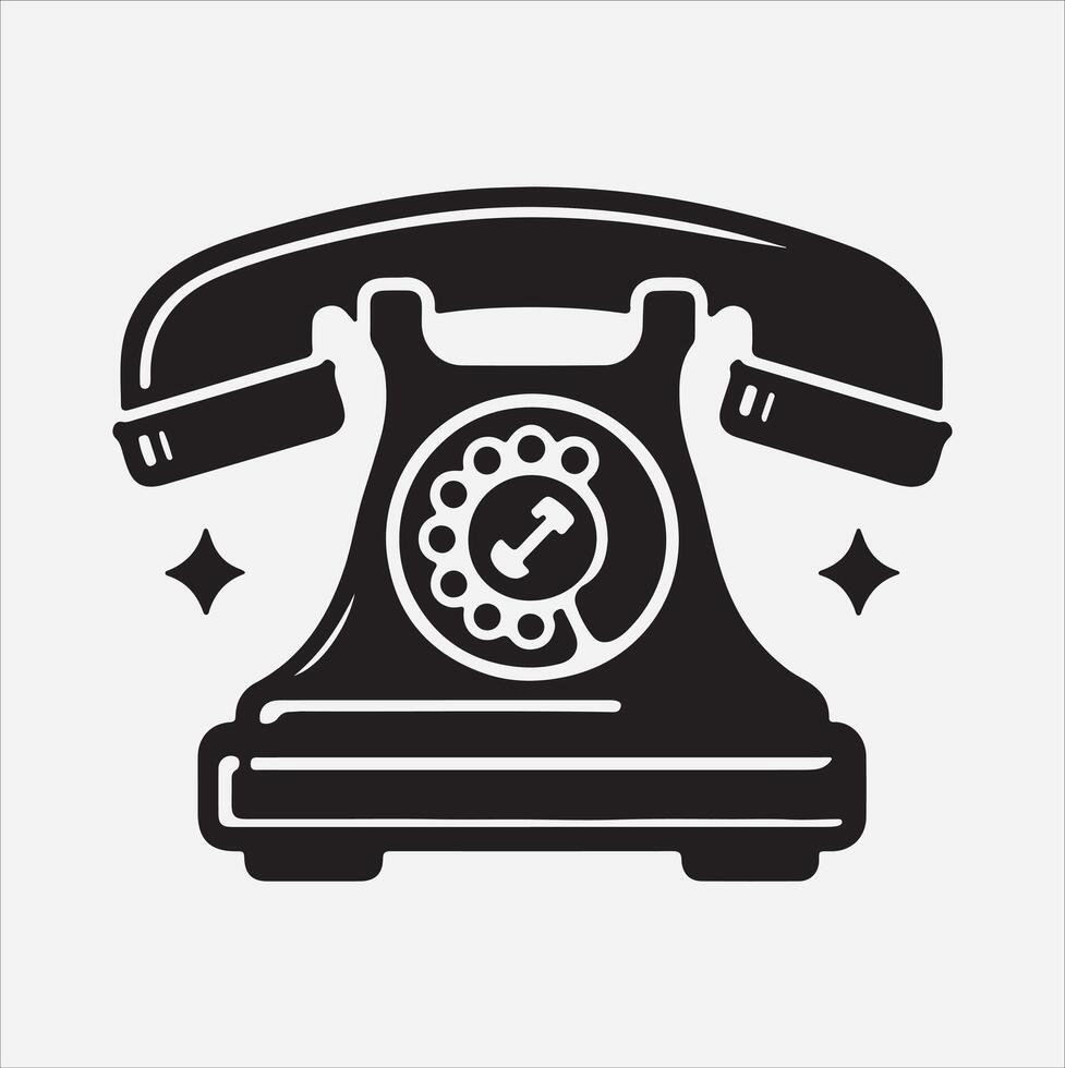 telephone silhouette illustration on White Background vector