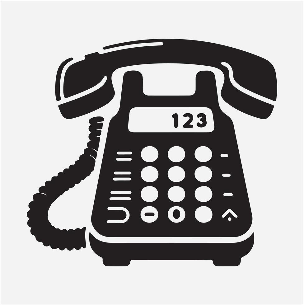 telephone silhouette illustration on White Background vector