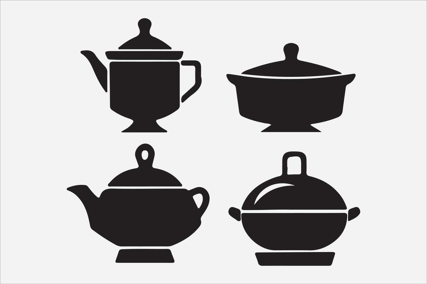 A Set of food icon Silhouette Illustration with white Background vector