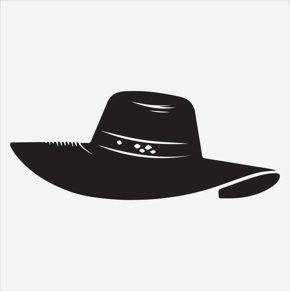 Female hat silhouette illustration on White Background vector