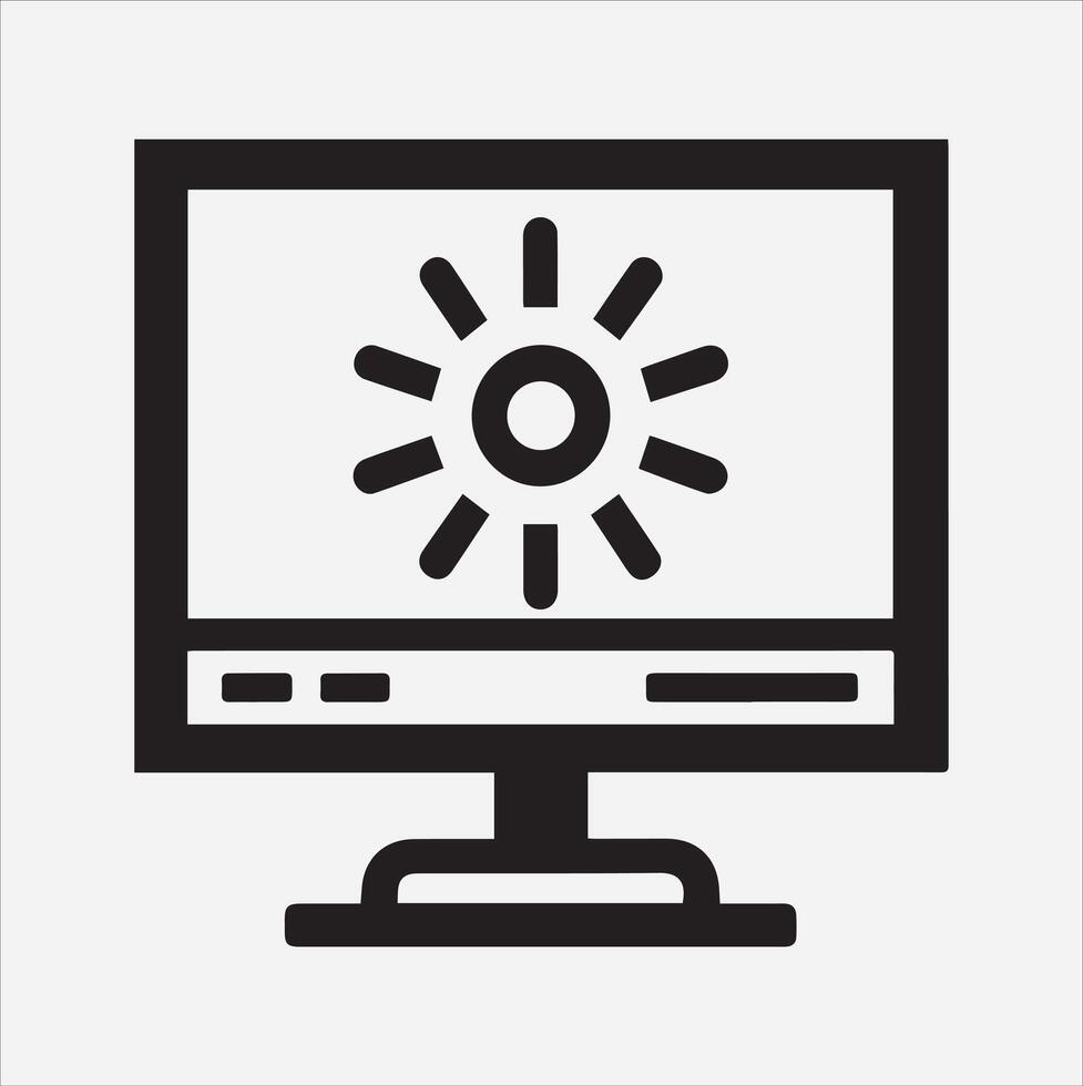 monitor icon silhouette on White Background vector
